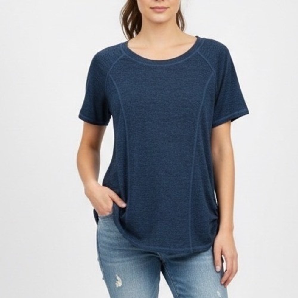 Ninedaily T-Shirt Womens XL Navy Stretch Crew Neck Raglan Sleeve Active Wear